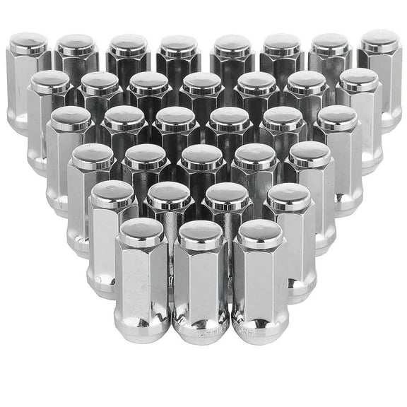 32 Chrome Bulge Acorn Lug Nuts 2" Tall 1987-1998 Compatible with Ford F-250 F-350 9/16-18