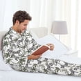 thumbnail image 4 of Salouo Palm Trees Zebra Print Button-Front Long Sleeve Pajama Set for Men, Soft 2Pjs Men's Long Sleeve Sleepwear -Medium, 4 of 7