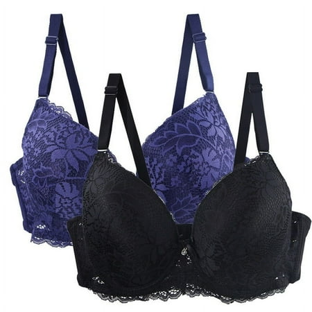 Pavied Minimizer Bras Bralettes for Women Feelingirl Bra Pack Of 2 Set Lace Up Bra Set Comfortable With Adjustable Straps Elegant Underwear Seamless Bras Womens Bras Navy 95D