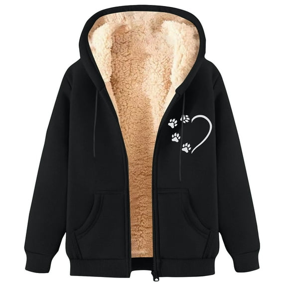 GA WEIHUA Men's Winter Sherpa Lined Hooded Fleece Jackets Thick Full Zip up Hoodies Heavyweight Sweatshirt Coat Jackets(Black,M)