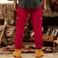 thumbnail image 7 of Men's Cargo Pant Loose Fit Casual Joggers with Multiple Pockets Summer Streetwear Red Pant, 7 of 7