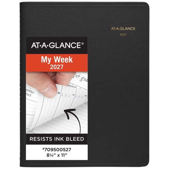 AT-A-GLANCE 2027 Weekly Appointment Book Planner Black Large 8 14 x 11 - Weekly