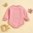 thumbnail image 4 of Kwasome Girls Romper Baby Girl Clothes Long Sleeve Romper Crewneck Letter Embroidery Sweatshirt Oversized Onesie Bodysuit Fall Clothes Pink Fashion Girls Romper 12-18 Months, 4 of 9