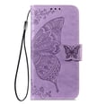 thumbnail image 2 of Butterfly Embossed Wallet Case for iPhone 16 , PU Leather Flip Cover with Card Holder, Kickstand & Lanyard, Shockproof,,Purple,For iPhone 16, 2 of 10
