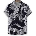 thumbnail image 5 of Camisa negra con estampado 3D de plantas para hombre, camisas hawaianas de manga corta con solapa de verano, blusa holgada con botones de estilo callejero de Harajuku, ropa para hombre, 5 of 5