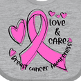 thumbnail image 4 of Inktastic Love, Care, Cure Breast Cancer Awareness Pink Ribbon Boys or Girls Baby Bib, 4 of 4
