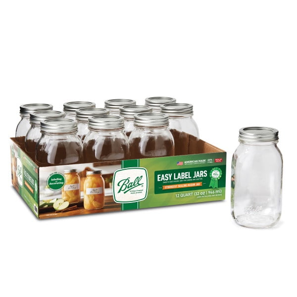 Ball Regular Mouth Easy Label Glass Mason Jars with Lids and Bands