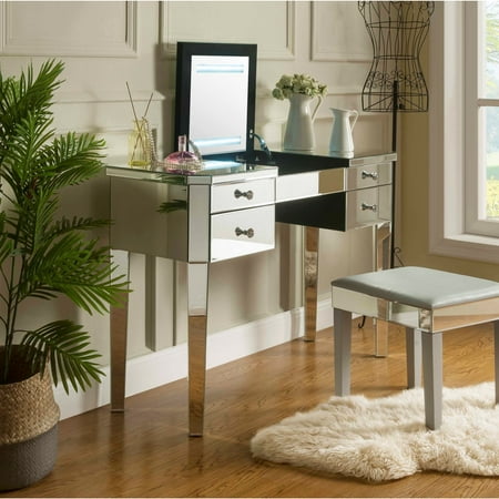 Patrick Mirrored Makeup Vanity Table Flip Top Led 4