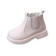 thumbnail image 5 of BXJX Girls Ankle Boots, Non-Slip Casual Zipper Thick Sole Fall Winter Boots Beige Size 11 Little Kids, 5 of 8