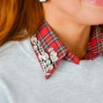 thumbnail image 4 of USSUMA Red/Blue Christmas Fake Plaid Rhinestone Collar Detachable Collar Women's Stylish Half Shirt Blouse False Shirt With Rhinestones Red, 4 of 6