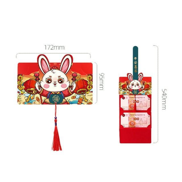 CEHVOM 2023 New Year Fold Red Envelope Personalized Red Envelope Chinese New Year Blessing Red Envelope Clearance