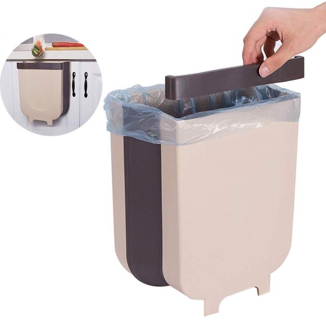 Trash Bin Creative Wall Mounted Folding Multiuse Car Waste Bin Kitchen Trash Can
