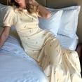 thumbnail image 5 of Women's Round Neck Short-Sleeved Printed Elegant Dress Yellow S, 5 of 9