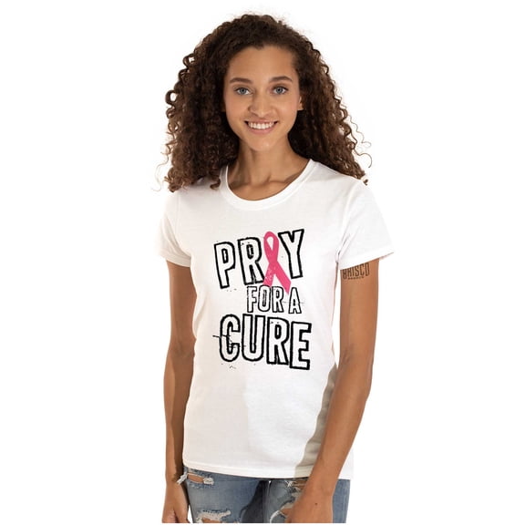 Cancer Sucks Breast Awareness Quote Womens Slim Fit Graphic Tee Brisco Brands S