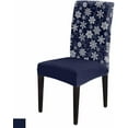 thumbnail image 4 of Chair Covers for Dining Room Set of 4,Merry Christmas Snowflakes on Dark Blue Stretch Seat Protector Removable Washable Chairs Slipcovers for Kitchen Banquet Wedding Hotel,Rotating Snow Seamless, 4 of 6