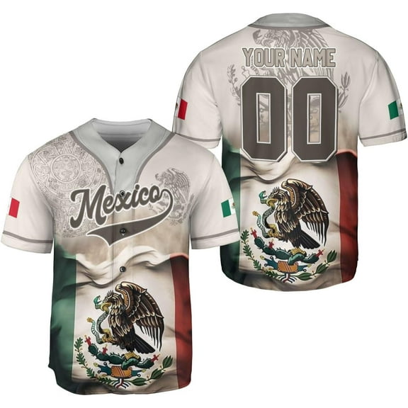 Personalized Mexico Mexican Baseball Shirt, Customized Team Name Mexican Aztec Baseball Jersey for Men for Men,Women S-5XL (S)