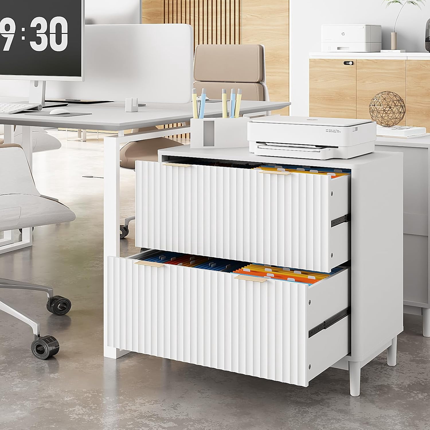 Ktaxon Wood 2-Drawer File Cabinet Office Filing Organizer for Home Office, Filing Cabinet Nightstand for Letter Legal A4 Size File Folder Storage, White
