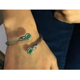 thumbnail image 2 of Sunsoul By Touchstone Indian Bollywood Handcrafted Exemplary Dotted Braids Green Onyx Designer Jewelry Openable Bracelet In Oxidized Silver Tone For Women, 2 of 6