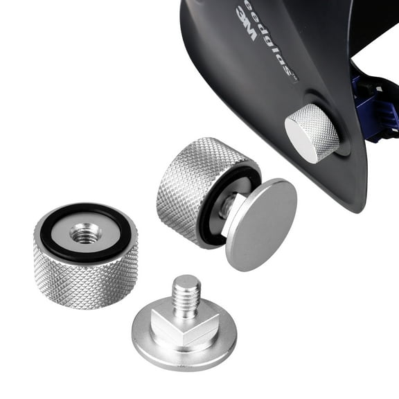 3mirrors Welding Hood (Pipeliner) Helmet Fasteners Headgear Replacement Parts Accessories Screws Flip Hood Aluminum -Anodized w/Silicone Washer Non-slip 1 Pair - Silver