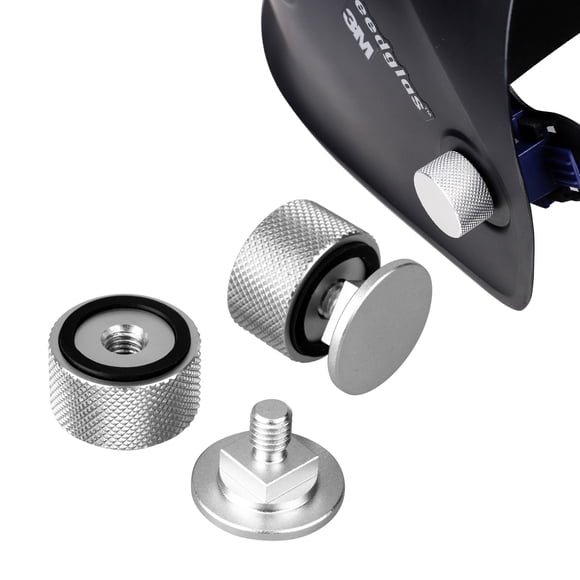 3mirrors Capuchon de Soudage (Pipeliner) Attaches de Casque Accessoires de Rechange pour Couvre-Chef Vis Capuchon Rabattable Aluminium - Anodisé avec Rondelle en Silicone Antidérapant 1 Paire - Argent