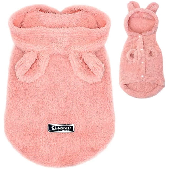 Abrigos de pijamas para perros pequeños cálidos de invierno para cachorros, mono PJS para mascotas con diseño de conejo lindo, ropa con capucha de lana suave MFZFUKR CPB-DE-LYY2160-3