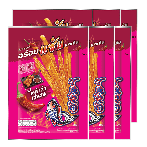 (6 pack) TARO Sauce Coated Fish Snack Mala Sichuan Flavor 18g