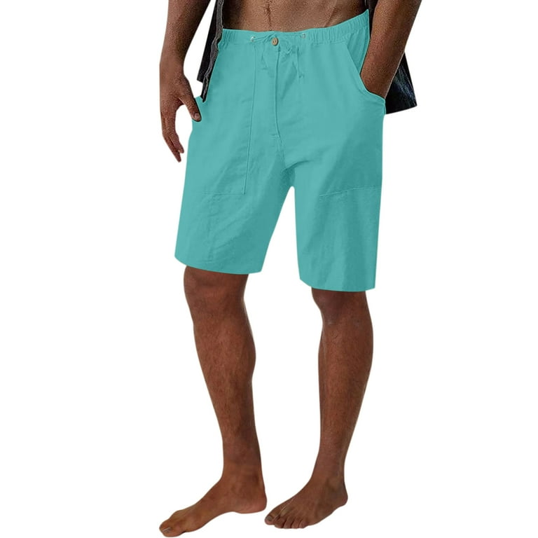 WANYNG mens pants Casual Solid Short Pant Drawstring Short Trouser Pant  Pocket Short Short pants for men Navy 2XL