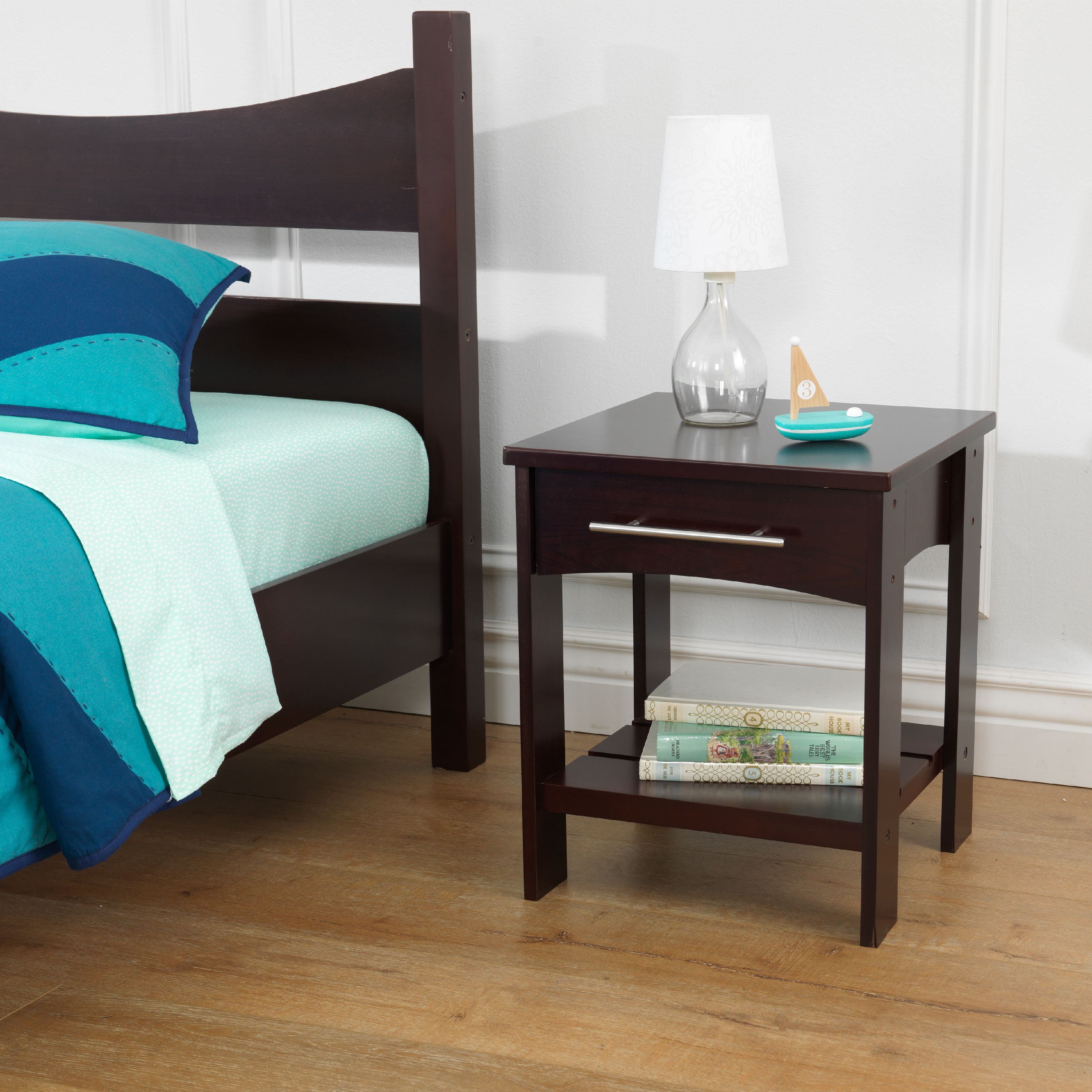 Kidkraft Addison Wooden Twin Side Table With Drawer Children S Bedroom Furniture Espresso