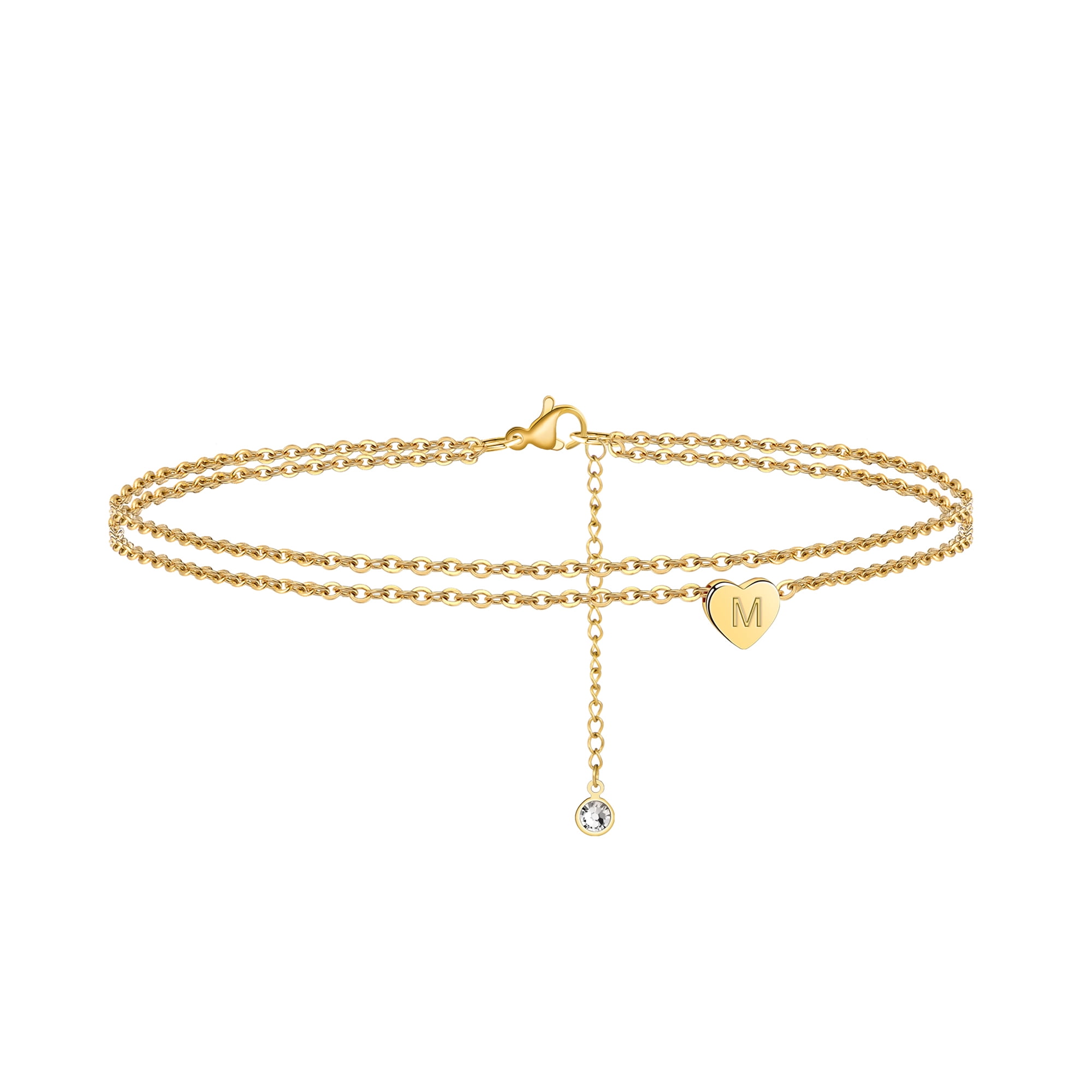 TINGN Ankle Bracelets for Women 14K Gold Plated Dainty Layered Heart