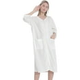 thumbnail image 3 of Men's Plus Size Zipper Front Robe Nightgowns, Loose Spa Bathrobe V-neck Soft Loungewear Robes Sleepwear with Pockets, 3 of 8