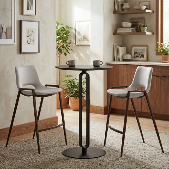 Desi Counter Stool Beige & Walnut Counter Stool, Modern Style, Plush and durable faux leather fabric, Plywood, Indoor Bar