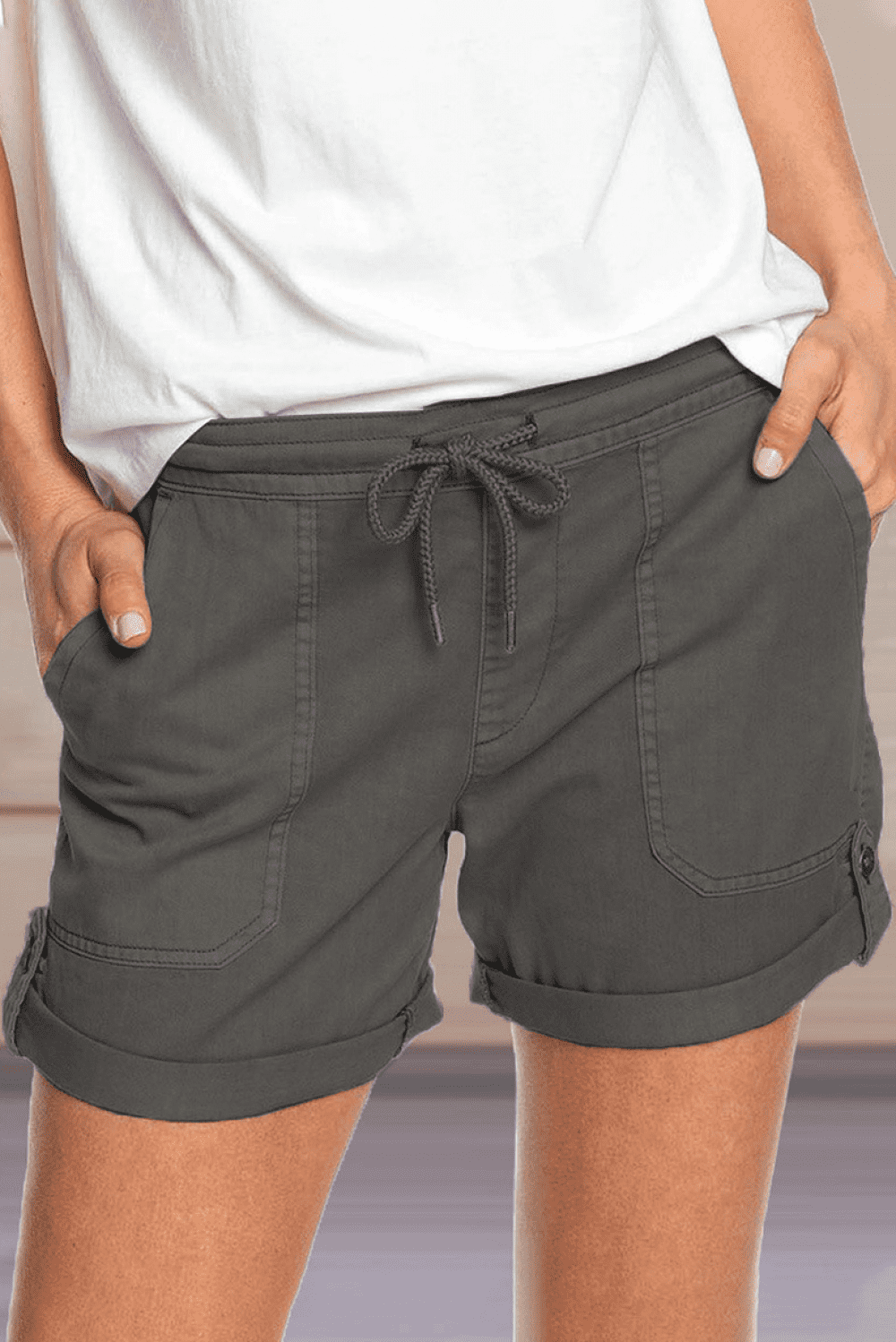 Women Casual Shorts Plain Solid Color 
