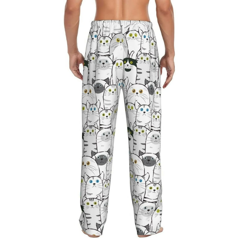 Mens Pajama Pants Classic Cute Cartoon Cat Mens Sleepwear Lounge Pj Pants Men S Pajama Bottoms With Pockets Walmart