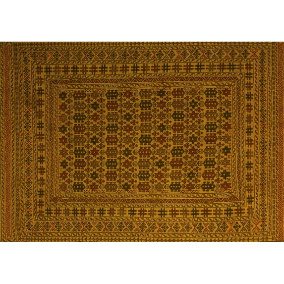 Ahgly Company Machine Washable Indoor Rectangle Southwestern Yellow Country Area Rugs, 2' x 3'