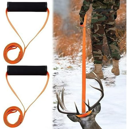 1700lbs Loadbearing Deer Drag Rope - Hunting Gear Accessories Strap for Men Women Hunter Pull Deer Animal Wood Sturdy Rope with Soft Handle (Orange 4.92ft)