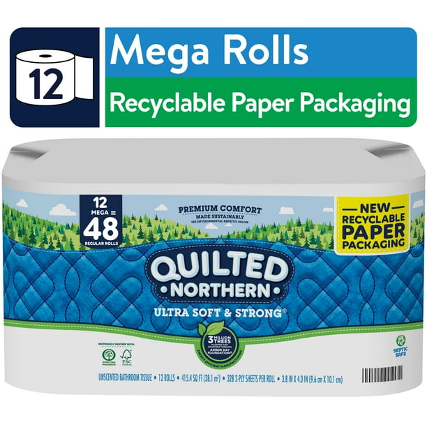 Quilted Northern Ultra Soft & Strong Toilet Paper, 12 Mega Rolls