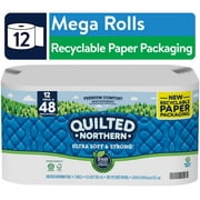 Quilted Northern Ultra Soft & Strong Toilet Paper, 12 Mega Rolls, Recyclable Paper Packaging