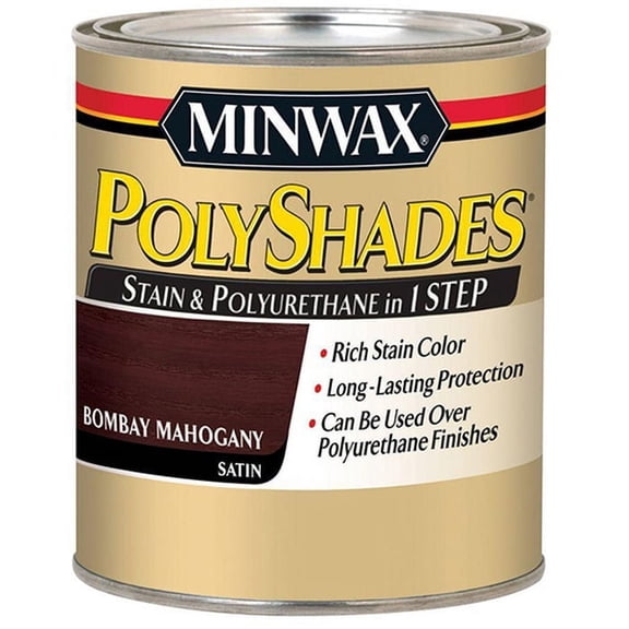 2-pack of 1/2 pt Minwax 21380 Bombay Mahogany PolyShades Wood Stain And Polyurethane, Satin