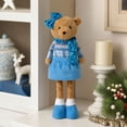 thumbnail image 7 of ZORVINEX Retractable Leg Christmas Bear Decor Stretchable Standing Bear Stuffed Figurine Holiday Plush Ornament For Fireplace Shelf Tabletop Home Party Decoration,Multicolor C, 7 of 7