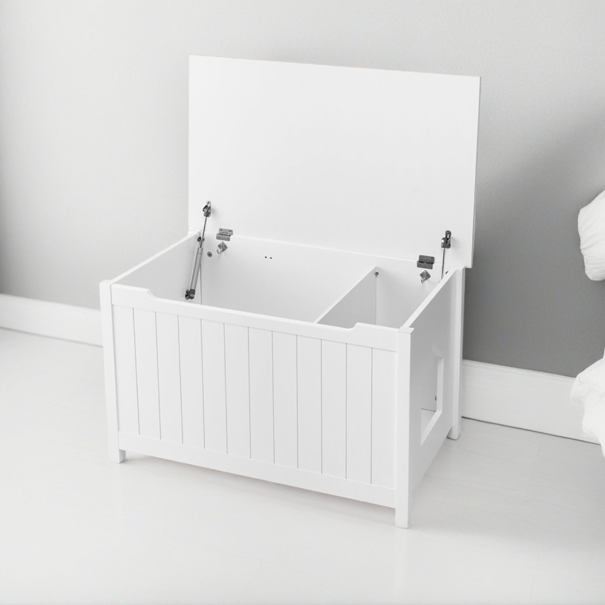 resenkos 31" Wooden Cat Litter Box Enclosure with Top Opening, Hidden Cat House Washroom Furniture, White