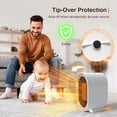 thumbnail image 6 of FungLam Ceramic Space Heater for Indoor Use, Overheat Protection, Tip-Over Protection, Low Noise Heating, Safe Electric PTC Portable Fan for Office Home Room, White Smart Warmer for Bedroom Desktop, 6 of 10
