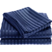 CarlyleHome 1800 Series Full Size Soft Touch Embossed Stripe Sheet Set - Navy