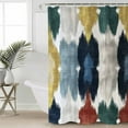 thumbnail image 2 of 60x72 Inch Shower Curtains for Bathroom Navy Blue Shabby Fabric Bath Curtain Decor Green Yellow Abstract Art Waterproof Restroom Curtains Shower Set Accessories with 12 Hooks 60 Inch, 2 of 6