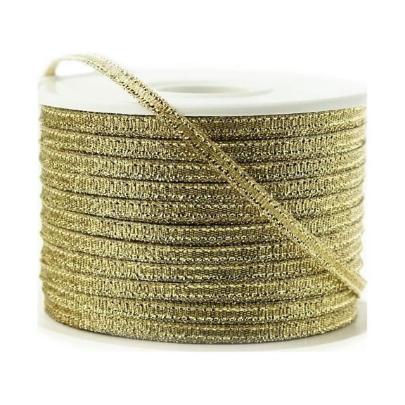 Metallic Taffeta Christmas Ribbon, 1/8-inch, 100-yard, Gold