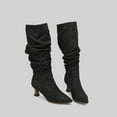 thumbnail image 4 of Mepaouo Women's Slouchy Knee High Boots Wide Calf Pull on Winter Leisure Dress Long Boots(Black,9.5), 4 of 5