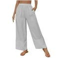 thumbnail image 2 of Aloohaidyvio Wide Leg Pants for Women Baggy Lightweight Palazzo Pants with Pockets Summer High Waist Flowy Casual Trousers, 2 of 8