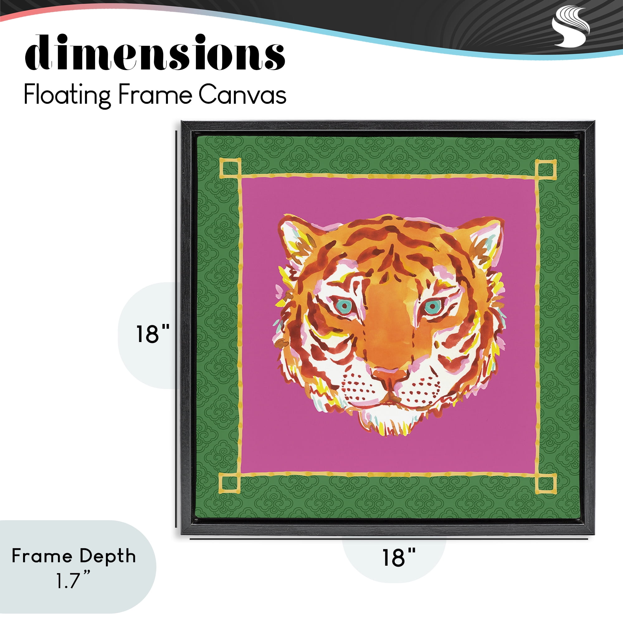 Stupell Industries Bordered Exotic Tiger Portrait Black Framed Floater Canvas Wall Art, design by Karolina Sato