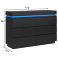 thumbnail image 5 of 6 Drawer Dresser with Charging Station&LED Lights&Sliding Desktop,Modern Double Dresser Chest of Drawers for Bedroom Living Room Entryway, Black, 5 of 9