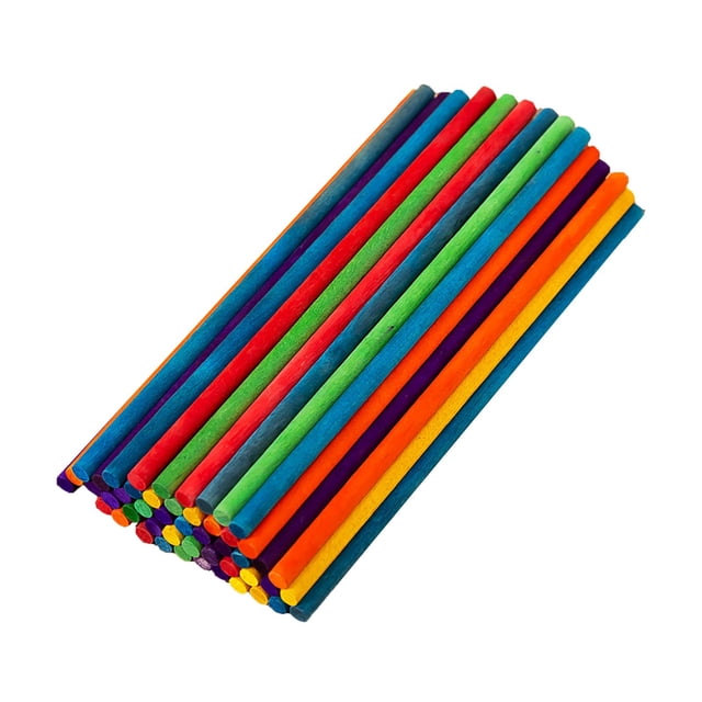Dusknt Liquidation! Bricolage Fait Main Bâtons Ronds en Bois Bâtons de Popsicle Colorés Bâtons de Crème Glacée (50 Pcs), 1Xdiy Fait Main Bâton Rond en Bois Bâton de Popsicle Coloré Bâton de Crème Glacée (50 Pcs)