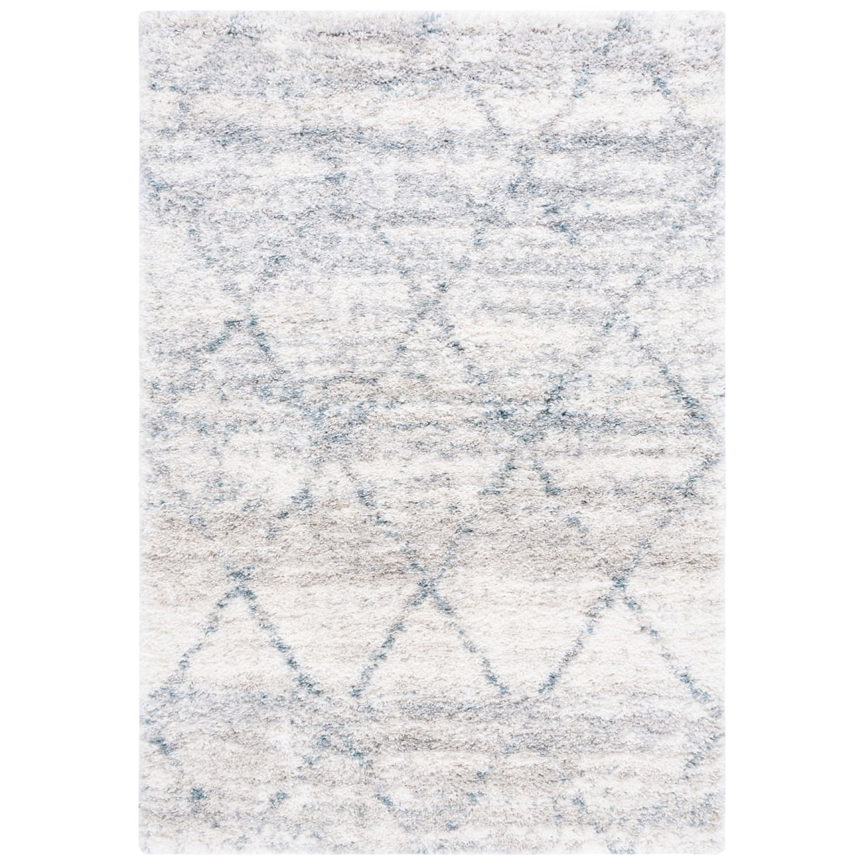 SAFAVIEH Fontana Shag Darina Diamond Plush Area Rug, Turquoise/Ivory, 6'7" x 6'7" Square